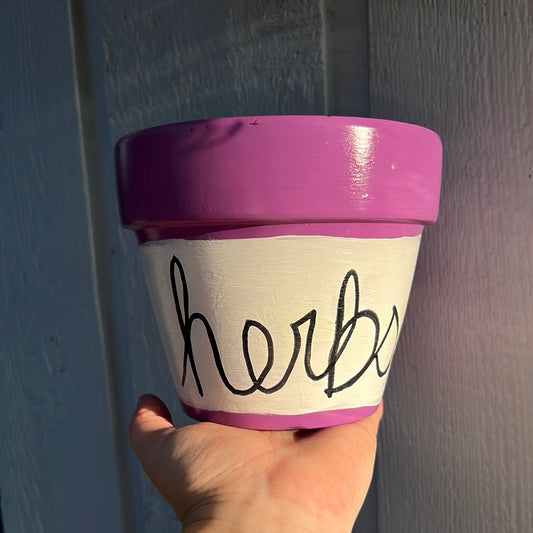 Purple Herbs Painted Terra Cotta Pot💚