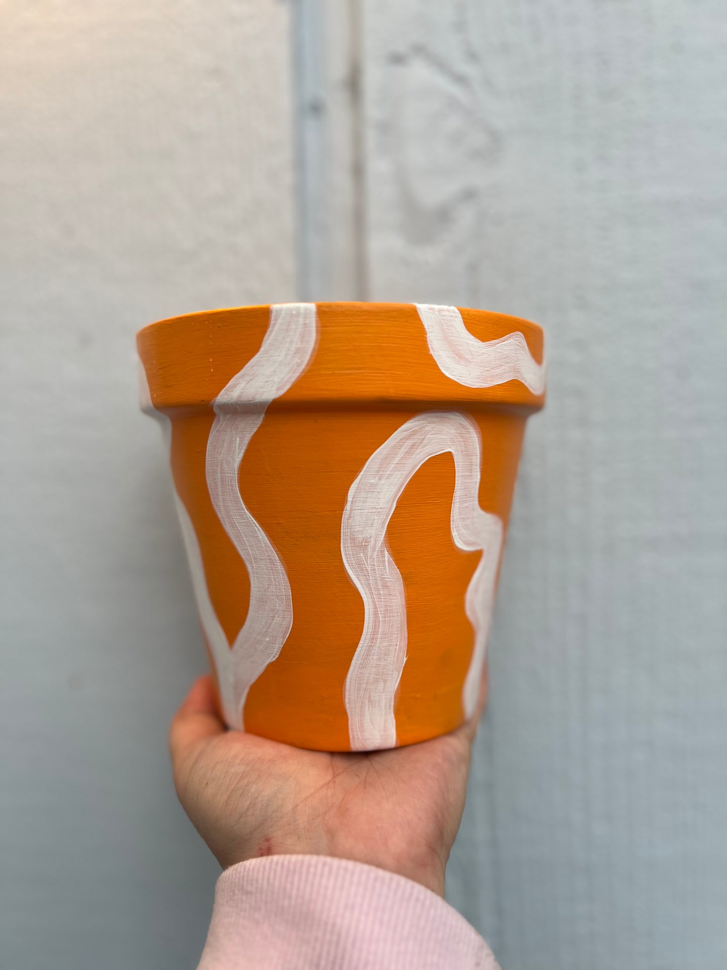 Orange Swirl Painted Terra Cotta Pot💚