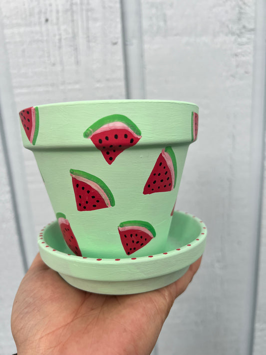 Watermelon Painted Terra Cotta Pot